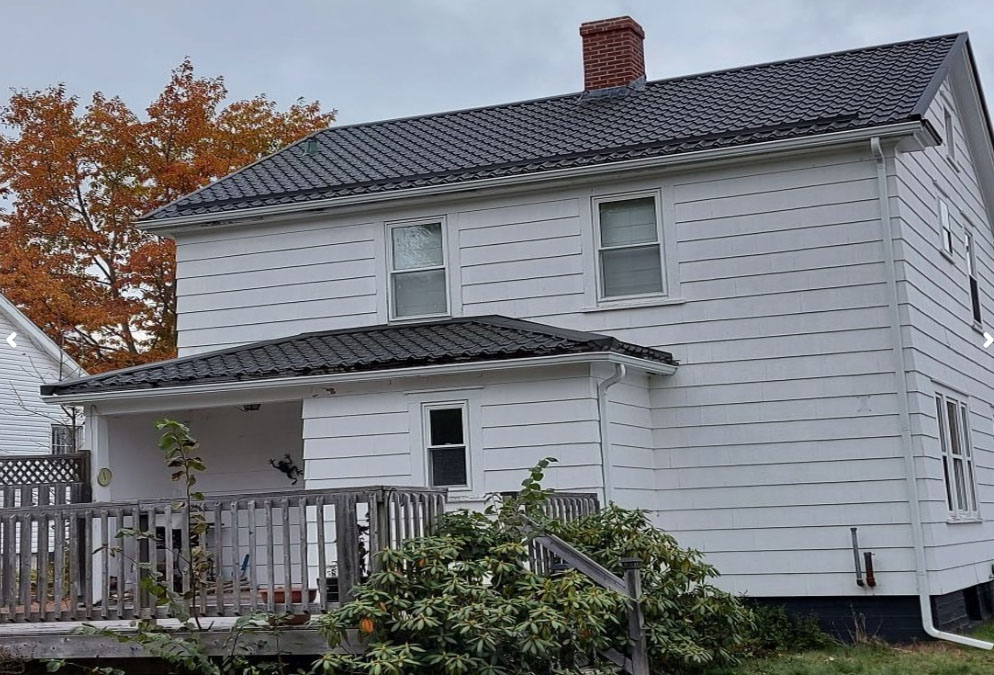 Herringbone metal tile roof